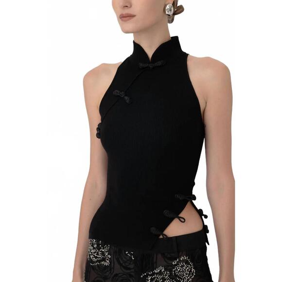 NEW SAU LEE dunn knit top in black - Picture 2 of 4